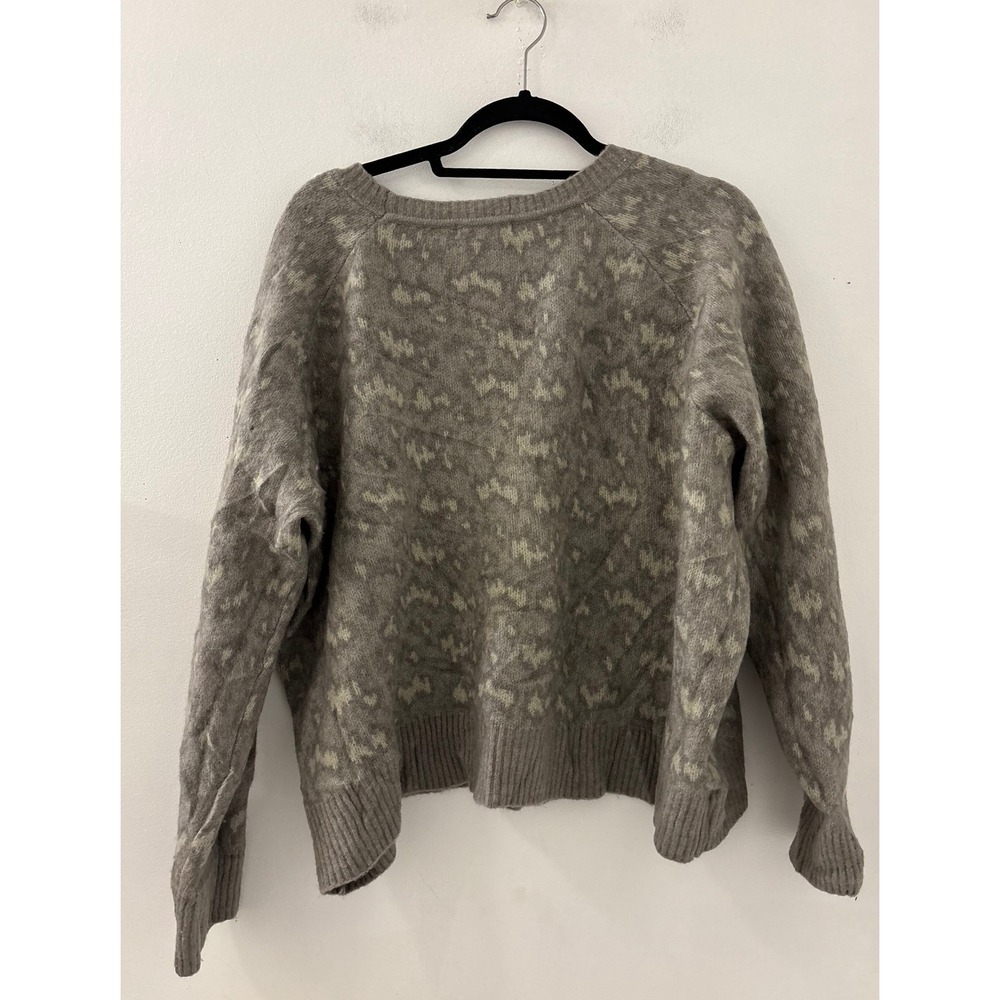 Athleta Hawthorn Animal Print Merino Wool Crewneck Women Sweater Size 2X Cottage - Picture 2 of 3